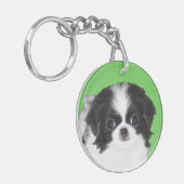 チン日本のパピー絵画ズ – Dog Art キーホルダー (正面左)