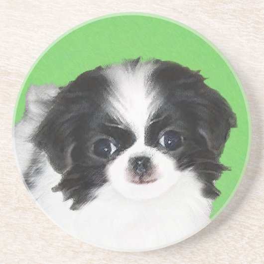チン日本のパピー絵画ズ – Dog Art コースター (正面)