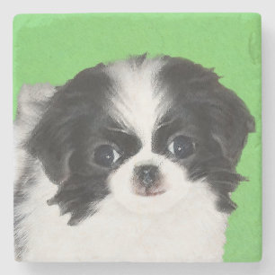 チン日本のパピー絵画ズ – Dog Art ストーンコースター