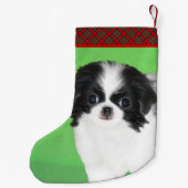 チン日本のパピー絵画ズ – Dog Art スモールクリスマスストッキング (裏面)