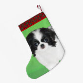 チン日本のパピー絵画ズ – Dog Art スモールクリスマスストッキング (裏面 (吊り時))
