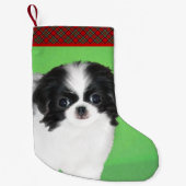 チン日本のパピー絵画ズ – Dog Art スモールクリスマスストッキング (正面)