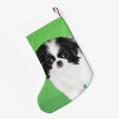 チン日本のパピー絵画ズ – Dog Art スモールクリスマスストッキング (裏面 (吊り時))