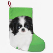 チン日本のパピー絵画ズ – Dog Art スモールクリスマスストッキング (正面)
