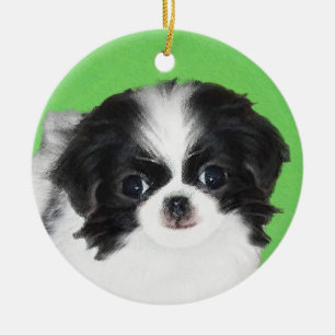 チン日本のパピー絵画ズ – Dog Art セラミックオーナメント