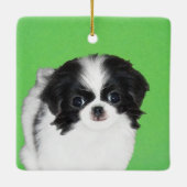 チン日本のパピー絵画ズ – Dog Art セラミックオーナメント (裏面)