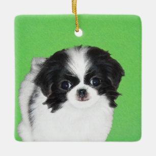 チン日本のパピー絵画ズ – Dog Art セラミックオーナメント