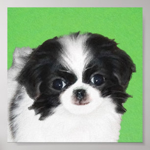チン日本のパピー絵画ズ – Dog Art ポスター