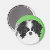 チン日本のパピー絵画ズ – Dog Art マグネット (正面/裏面)