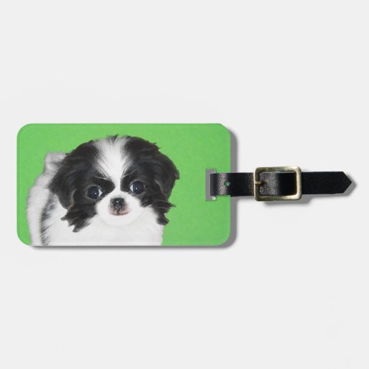 チン日本のパピー絵画ズ – Dog Art ラゲッジタグ (正面横)