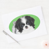 チン日本のパピー絵画ズ – Dog Art 楕円形シール (封筒)
