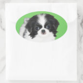 チン日本のパピー絵画ズ – Dog Art 楕円形シール (バッグ)