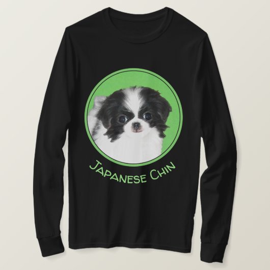 チン日本のパピー絵画ズ – Dog Art Tシャツ (デザイン正面)