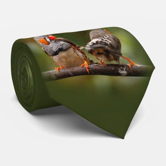 チーキーなゼブラフィンチのペア ネクタイ (ロール)