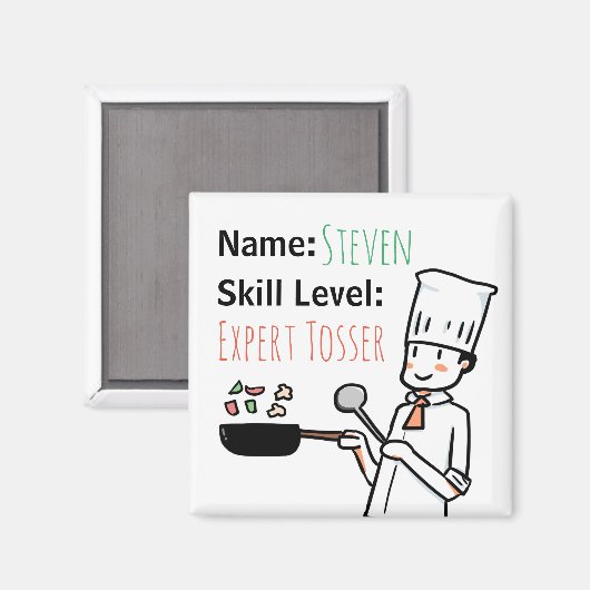 チーキーシェフエキスパートトーサーおもしろいネーム冷蔵庫 マグネット (正面/裏面)