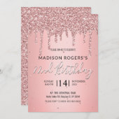 チークがかった濃いブロンズの若い少女がきらきらと輝いている 招待状 (正面/裏面)