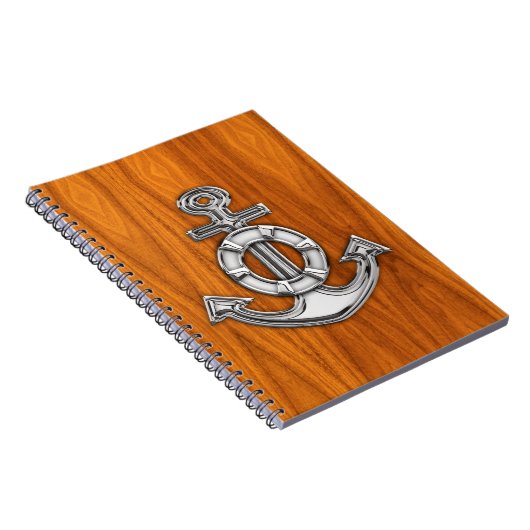 チークのベニヤのいかりのようなライフセーバーのクロム ノートブック (右側)