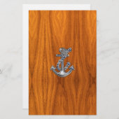 チークのベニヤのクロムロープのいかり 便箋 (正面/裏面)