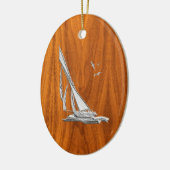 チークのベニヤのスタイルのクロムレガッタのヨット セラミックオーナメント (左)