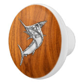 チークの木製の穀物のプリントのクロムマカジキの魚 セラミックノブ (右)