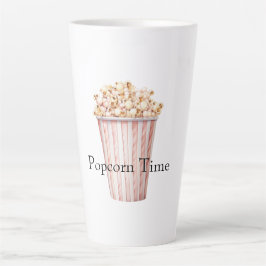 チークカラーの映画の時間のポップコーン カフェラテマグ