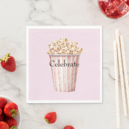 チークカラーの映画の時間のポップコーン スタンダードランチョンナプキン