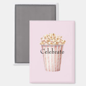 チークカラーの映画の時間のポップコーン マグネット (正面/裏面)
