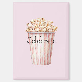チークカラーの映画の時間のポップコーン マグネット