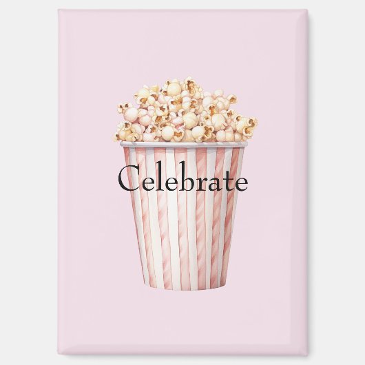 チークカラーの映画の時間のポップコーン マグネット (正面)