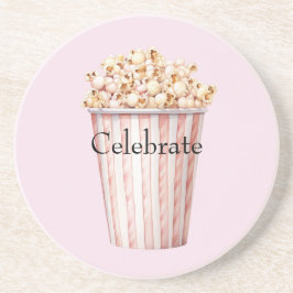 チークカラーの映画館ポップコーン コースター