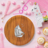 チークベニエの帆船のようなクロムシルバー ペーパープレート (パーティー)