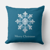 チークホワイトライトブルークリスマススノーフレーク クッション (正面)