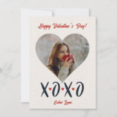 チークレッドの筆致 ハートマークのバレンタインフォト 愛 シーズンカード (正面)