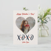 チークレッドの筆致 ハートマークのバレンタインフォト 愛 シーズンカード (スタンド正面)