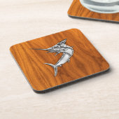 チーク木のクロムマカジキ コースター (左側)