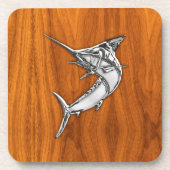 チーク木のクロムマカジキ コースター (正面)