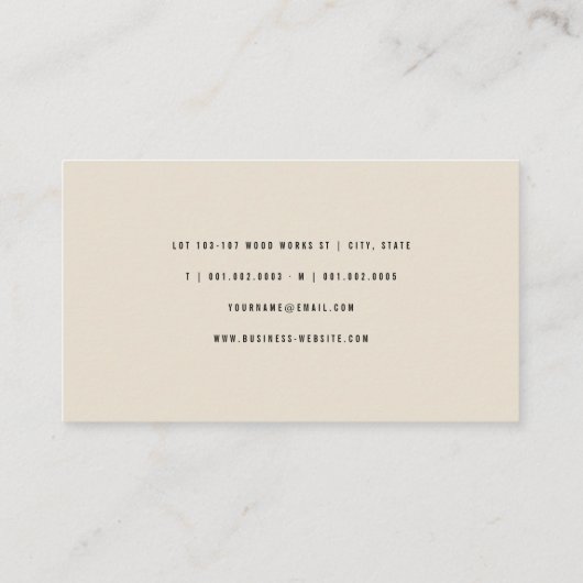 チーク木目フォトミニマリスト内装デザイン 名刺 (裏面)