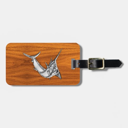 チーク木装飾のクロムスタイルのマカジキ ラゲッジタグ (正面横)