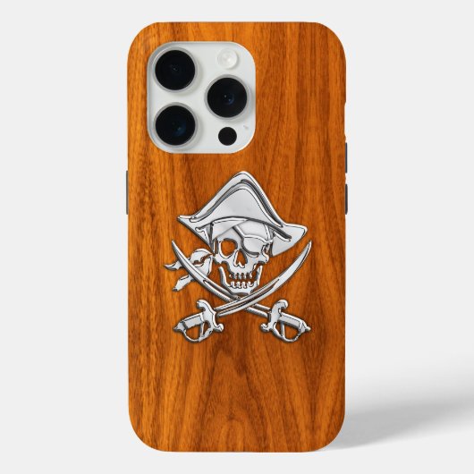 チーク材のクローム海賊石骨 Case-Mate iPhoneケース (裏面)