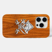 チーク材のクローム海賊石骨 Case-Mate iPhoneケース (裏面 (横))