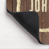 チーク材のラストネーム付きロープフレーム マウスパッド (コーナー)
