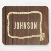 チーク材のラストネーム付きロープフレーム マウスパッド (正面)