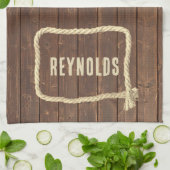 チーク材のロープ枠 キッチンタオル (折り畳み)