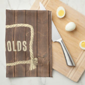 チーク材のロープ枠 キッチンタオル (四つ折り)