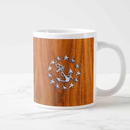 チーク材プリントのヨット航海の国旗の記号 ジャンボコーヒーマグカップ (右)