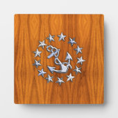 チーク材プリントのヨット航海の国旗の記号 フォトプラーク (正面)