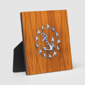 チーク材プリントのヨット航海の国旗の記号 フォトプラーク (正面)