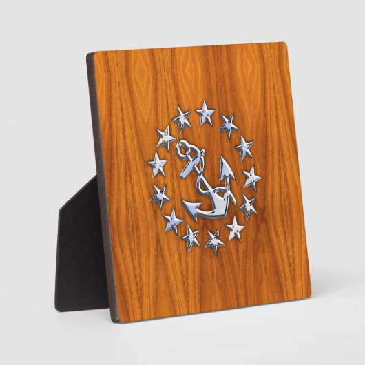 チーク材プリントのヨット航海の国旗の記号 フォトプラーク (正面)