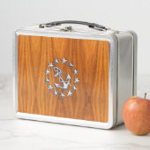 チーク材プリントのヨット航海の国旗の記号 メタルランチボックス (インサイチュ)