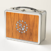 チーク材プリントのヨット航海の国旗の記号 メタルランチボックス (正面)